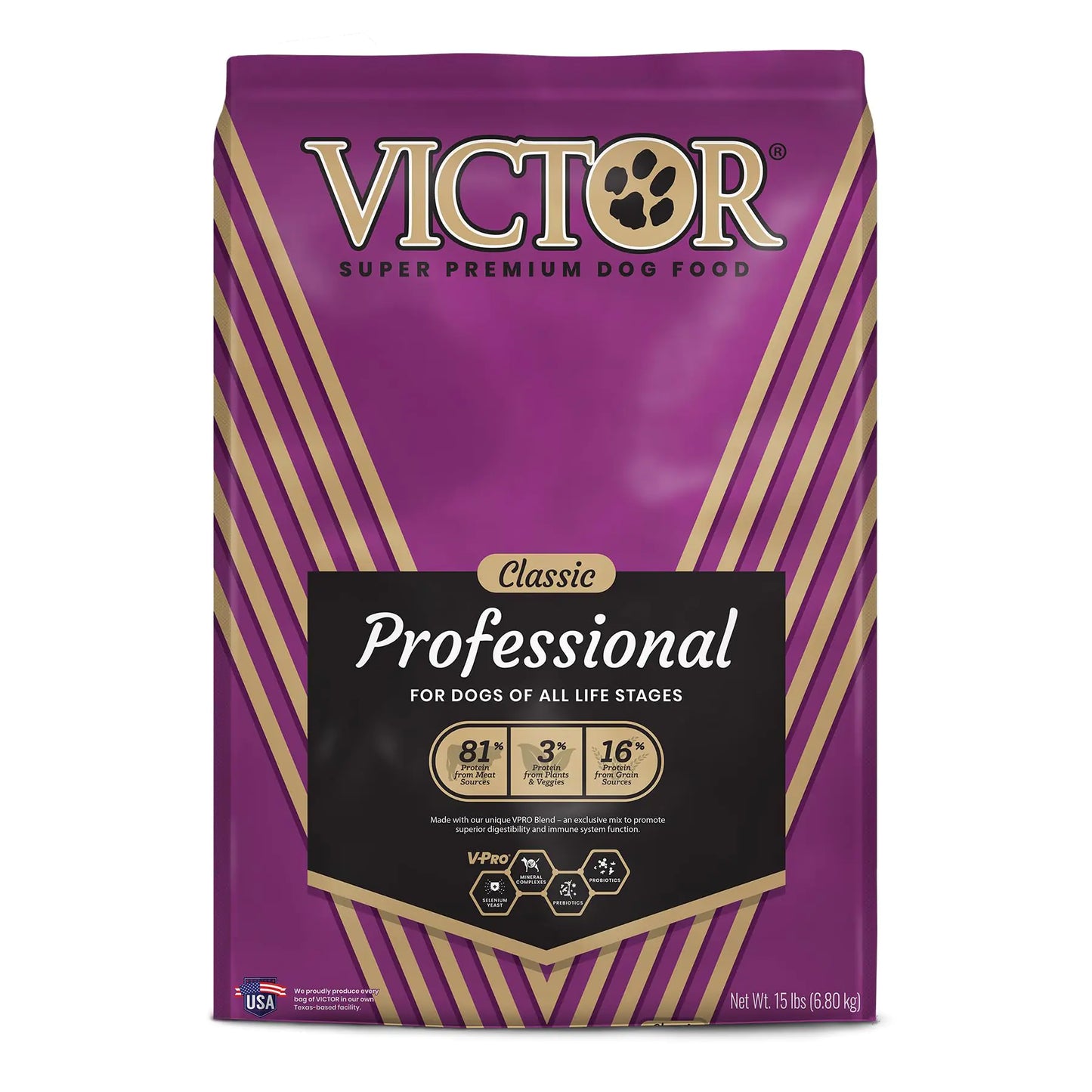 Victor Super Premium Dog Food – Professional Dry Dog Food – Super Premium Dog Food with 26% Protein Gluten Free - for High Energy and Active Dogs & Puppies 15lbs