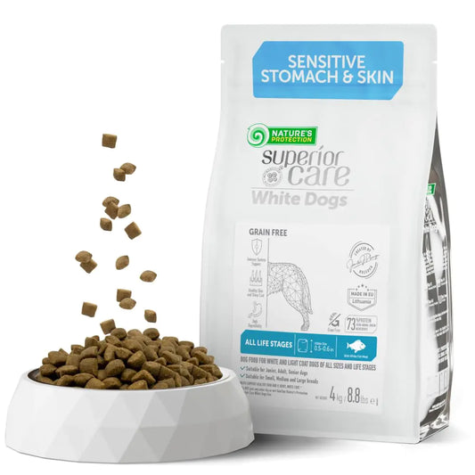 Natures Protection Superior Care Grain Free Dry Dog Food - Healthy Dog Food All Life Stages Dogs - Balanced Super Premium Dog Food - 1 Pack of 8.8lb Fish Flavor